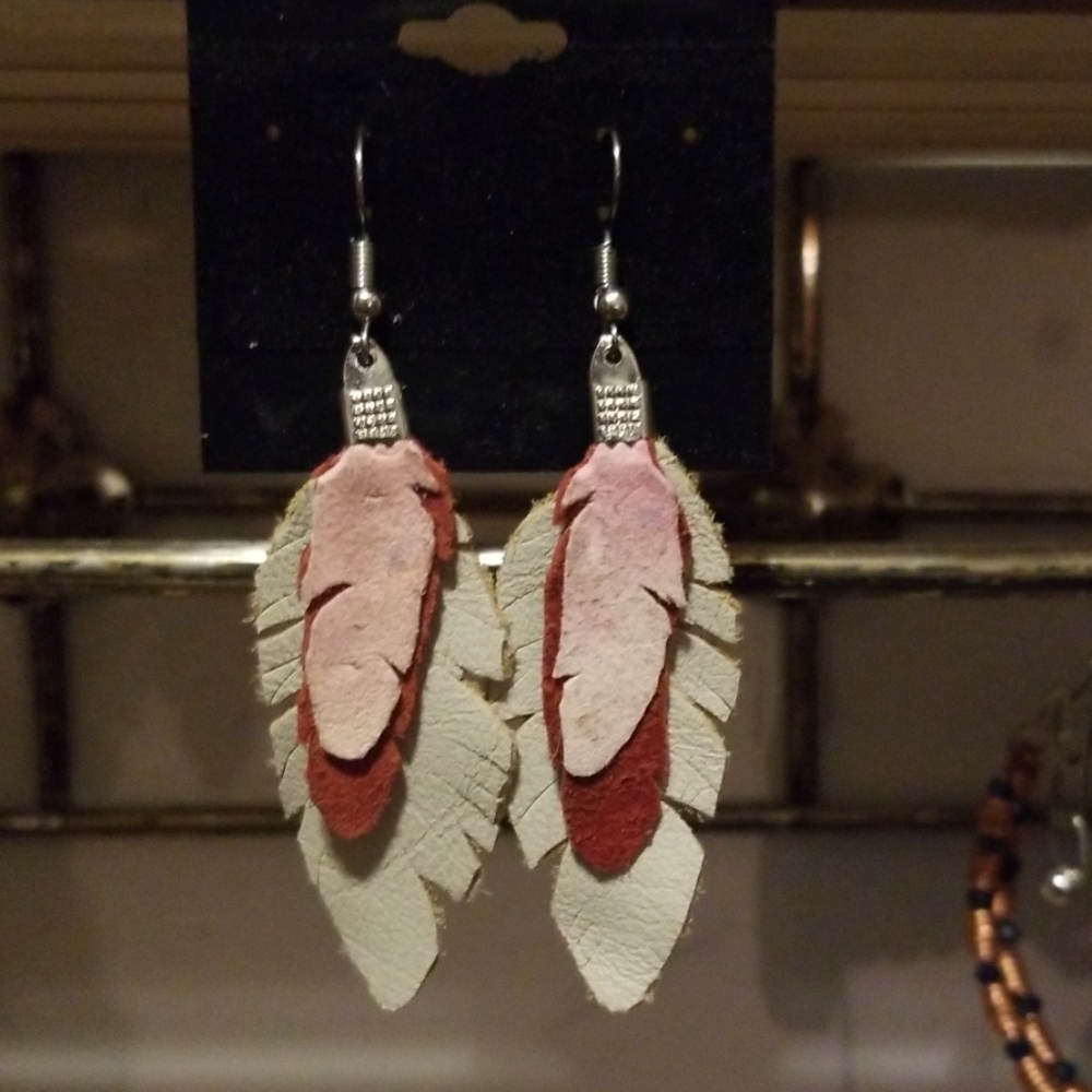 Leather Feather Earrings